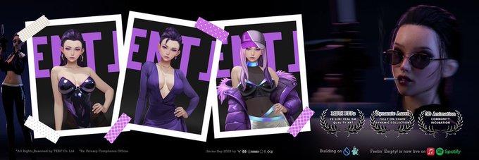 A digital poster showcases a stylized 3D animated female character in various outfits with the partial word "EPISTLE" visible in the background, alongside logos for Korea SDA, Spinnable Award, and 8th Animation Community.