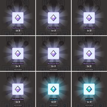 The image features a collection of seven different gemstones, each with unique colors and shapes, arranged in a grid-like pattern against a black background. The gemstones are labeled with numbers ranging from 1 to 7, indicating their upgrade levels or rarity. The text "Upgrade Lv2" is prominently displayed at the top left corner of the image, suggesting that these gemstones can be used for leveling up within a video game. The rest of the image focuses on showcasing the individual gemstones and their corresponding upgrade values.