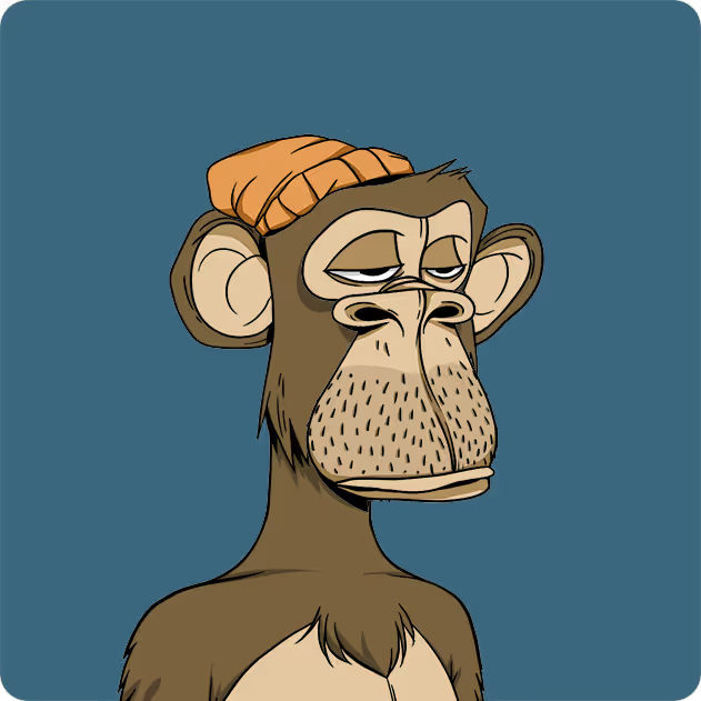 The image features a cartoon monkey with a hat, possibly an orange one, sitting against a blue background. The monkey appears to be wearing a hat that matches its outfit, giving it a unique appearance. The caption of the image reads "Yes, I own this Anti- @GrailsOTC rarity 9994 / 10001 (actually 9998) meaning there are only 4 @Bored ApeYC less rare than mine. The most basic non-special common Bored Ape. Love him". This text is located at the bottom of the image and provides additional information about the monkey's appearance, likely related to its rarity or uniqueness in the context of the post.