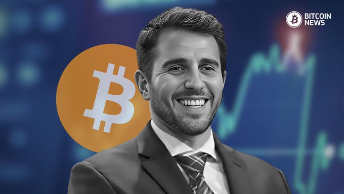 The image features a man dressed in a suit smiling against a dark blue background, with two Bitcoins prominently displayed at the center of the frame. The man's expression suggests he might be discussing or demonstrating his Bitcoin holdings. The Bitcoin news article also contains details about two different approaches taken by Bitcoin Treasury companies to their holdings: one company sold 52 Bitcoins for 50% off and bought 2 million shares, while the other purchased 2 million shares for a higher cost of NAV (Net Asset Value) than the initial selling price. This post seems to be discussing these differences or showcasing one specific case among various scenarios related to Bitcoin trading and holding.