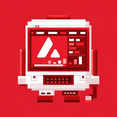 A pixel art-style retro computer character in red and white, with "AVA" prominently displayed on its screen, ties in with the announcement of the AVAXBROKERS collection being sold out and an upcoming reveal on OpenSea.