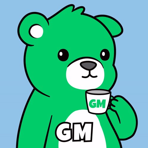 The image features a green teddy bear wearing a shirt that says "GM" as well as holding a coffee cup, with the caption "happy Sunday One thing I liked about the DOKDO × @useTria × Decibel campaign They did not just announce rewards and stop there As community activity grows new milestones get unlocked After reaching the Stage 2 milestone an extra $1400 stablecoin bonus was added This". The image includes a logo of a coffee cup with the letters "G" and "M", which are also present on the bear's shirt.
