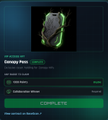 The image shows a gaming reward screen with a glowing green "Canopy Pass" (an NFT/digital collectible) from "Sleepagotchi," labeled as an "EPIC ITEM" and marked as "CLAIMED" alongside a "Collective Miner" reward. The "GM Monday" message and the post's themes of small habits and quiet building align with the reward notification, symbolizing progress and the value of consistent effort in the Quip Network/Sleepagotchi ecosystem.