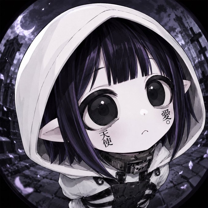 The image features a young girl with black hair wearing a white hoodie, looking up at something or someone above her head. The background of the image is dark purple, which contrasts with the girl's appearance. There are no texts present in the image, but there is a caption that reads "We're now over 200 members in the free TG channel, and that shows we're building a community truly focused on finding opportunities before the market catches on." The girl appears to be looking up at something or someone above her head, possibly indicating curiosity or interest.
