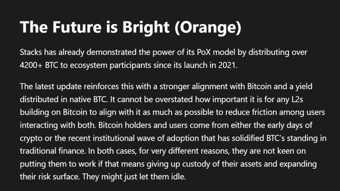 "The Future is Bright" is written above a black and white image of a computer screen, which appears to be an article or blog post about Bitcoin.