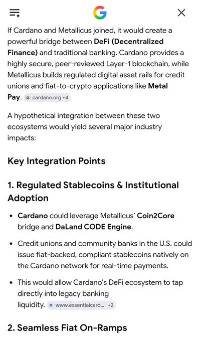 The image shows a phone screen with a list of bullet points about Cardano and its connection to the cryptocurrency Bitcoin, along with some information about the Ethereum blockchain. The text also mentions that Cardano could be done or not depending on whether it is done or not. This suggests that there might be more information available in the post regarding Cardano's status or future developments related to Bitcoin and the Ethereum blockchain.