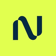 A dark blue 'N' shaped logo on a bright yellow-green background.