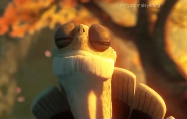 The image features a cartoon turtle with its eyes closed, giving it a surprised or startled expression as if it has been "liquidated." The turtle's position near a tree suggests that it might be in an outdoor setting, possibly during sunset. The caption above the image reads "When you get liquidated and have no more money to lose:". This phrase is likely a reference to the popular video game series "Minecraft," where players are often forced to run out of resources (like money) when they are unable to find valuable items or complete objectives, leaving them with nothing but their starting materials.