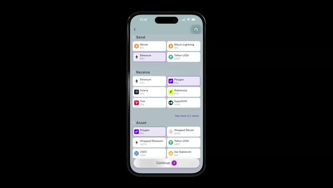 A smartphone screen displays a cryptocurrency wallet app with sections for 'Send', 'Receive', and 'Asset' showing various cryptocurrencies like Bitcoin, Ethereum, and Polygon.
