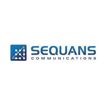 Logo for Sequans Communications featuring a blue square icon with circuit-like graphics next to the company name in dark blue.