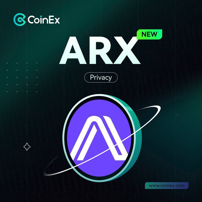 The image features an advertisement for ARX cryptocurrency with a purple circle containing an "A" logo at its center. The text above the logo reads "New ARX Privacy", indicating that privacy settings have been updated or are being introduced. Below this, there is a description of how to use the new privacy feature on the website.