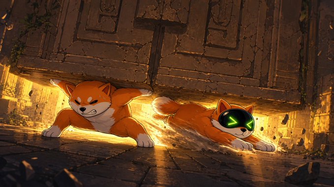 Two stylized orange cats, one wearing a futuristic visor, charge forward with glowing speed effects in a dungeon-like setting.