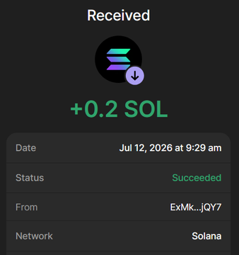 A screenshot of a successful crypto transaction showing a receipt of +0.2 SOL on the Solana network dated Jul 12, 2026, confirming the minimum purchase requirement for the $BHOODIES token sale. The transaction validates the post's instructions to send a minimum of 0.2 SOL to participate in the token offering.