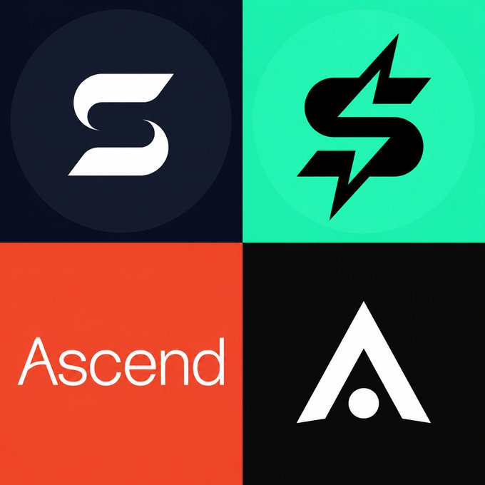 The image features four logos for different companies, including "Ascend" and "SURF", all set against a black background with white text. The logos are arranged in a square formation, creating an interesting visual effect. The company names "Ascend" and "SURF" stand out prominently due to their bold colors and unique designs. The logos for the companies "ATLAS" and "Cardano" can also be seen clearly against the black background.