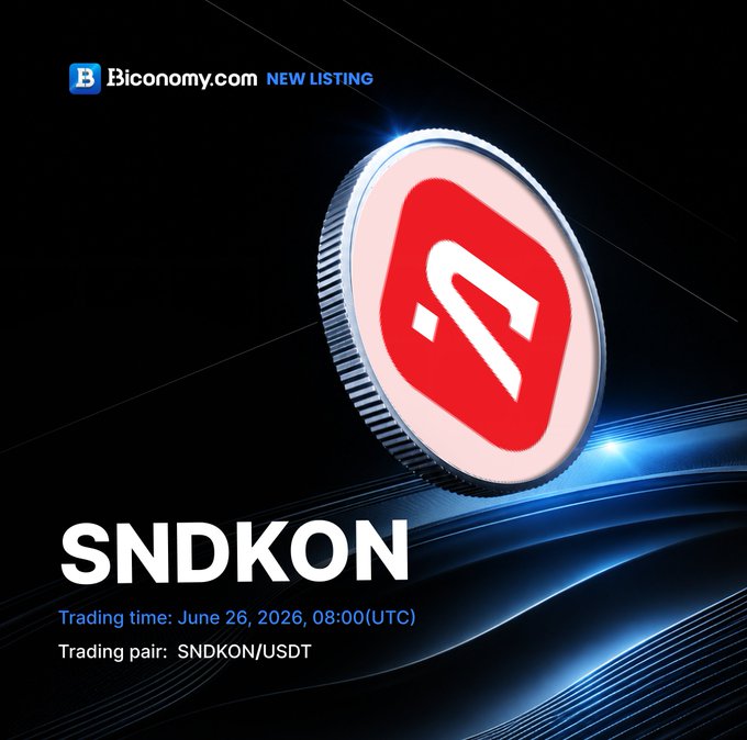 Biconomy.com announces the new listing of Ondo's tokenized SanDisk stock ($SNDKON), with the SNDKON/USDT spot trading pair set to launch on June 26, 2026 at 08:00 UTC.