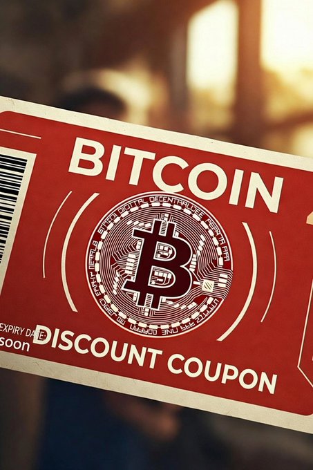 A red promotional coupon featuring a Bitcoin logo and the text 'BITCOIN DISCOUNT COUPON' with 'EXPIRY DATE: soon' visible.