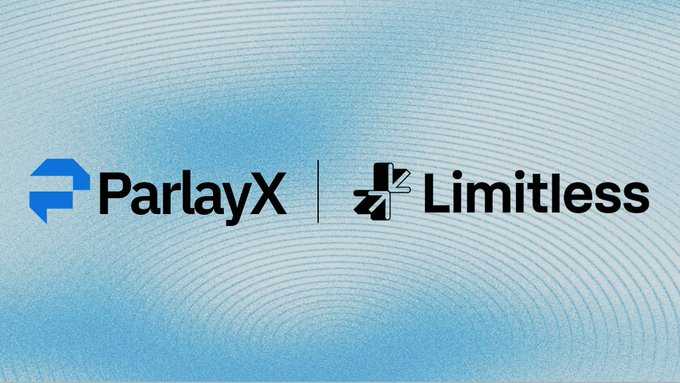 A graphic showing two logos side by side: 'ParlayX' and 'Limitless' on a light blue textured background.
