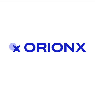 A logo for 'ORIONX', featuring a stylized blue 'x' icon next to the brand name on a white background.