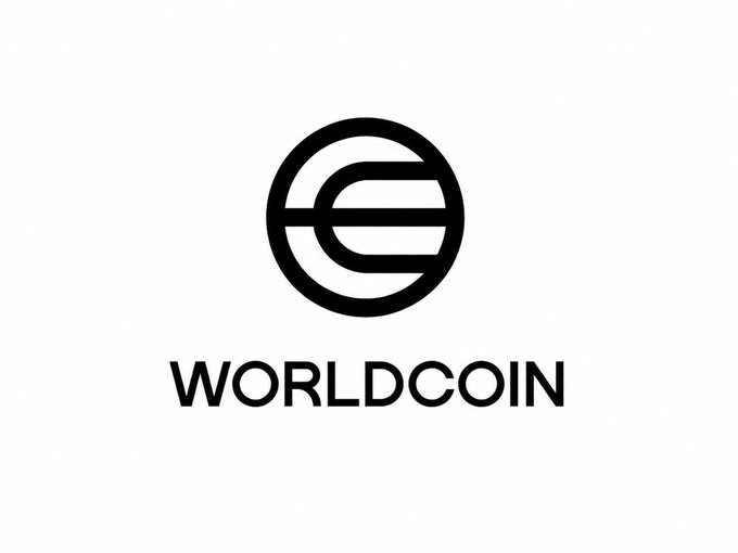 The image displays the Worldcoin logo, featuring its distinctive circular emblem with a stylized "W" or globe design, above the wordmark "WORLDCOIN." This logo accompanies the announcement that $WLD is now tradable on Robinhood, with $ORBS noted as the largest public holder of the token.