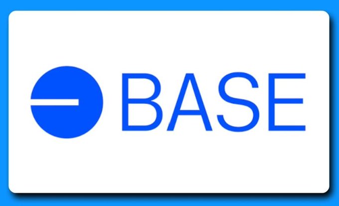 The blue and white logo of the cryptocurrency exchange Coinbase BASE.