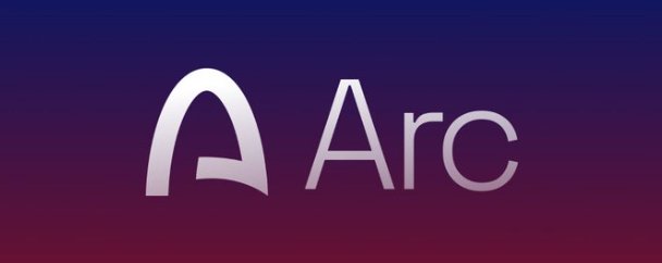 The 'Arc' logo is displayed in white text with its symbol on a purple and pink gradient background.
