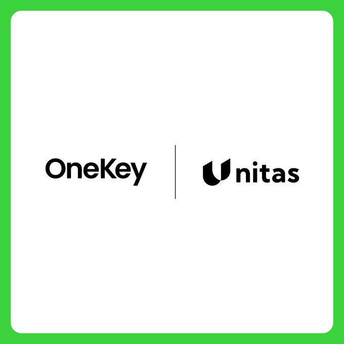 Logo graphic displaying 'OneKey' and 'Unitas' side by side on a white background with a bright green border.