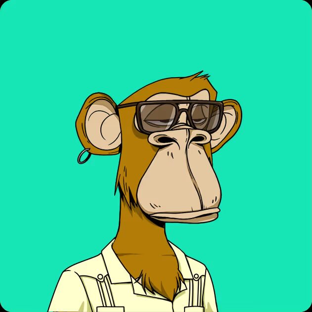 The image features an anthropomorphized cartoon monkey wearing glasses, a shirt, and suspenders. The monkey appears to be posing for a photo or drawing, with its face turned towards the camera. The caption of the image reads "Started with a MAYC for @OthersideMeta. Today I bought a BAYC for the provenance." This suggests that the image was created by someone who wanted to give the monkey a unique and interesting appearance, possibly as part of an art project or social media post.