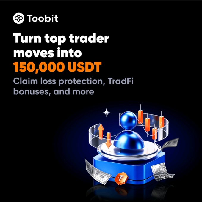 The image features a black background with various elements related to cryptocurrency or trading, such as coins, dollar bills, or market charts. The main focus of this image is a blue box containing a blue ball and orange triangles below it. The text above the image promotes an event for cryptocurrency traders where they can learn from top traders by imitating their moves. The post is promoting a trading carnival with a claim of winning big if followed correctly, possibly offering copies of trades to those who participate in the event on May 21 - June 25, 2016.
