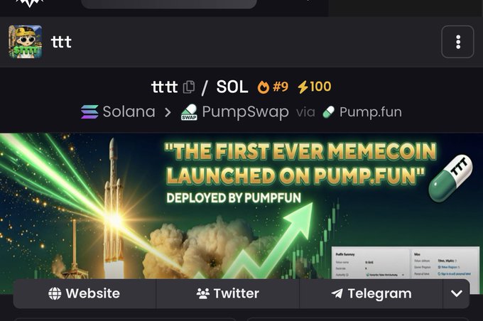 The image shows a screenshot of a computer screen displaying a website called "www.sollana.com" with a green background, white text, and an upward-pointing arrow. The website appears to be related to the launch of a new meme coin or token, as indicated by the text on the screen that reads "The first ever memecoin launched on pump-fun".
