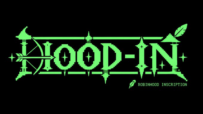 A green gothic-style logo reading 'Hood-IN' with the subtitle 'ROBINHOOD INSCRIPTION' on a black background.