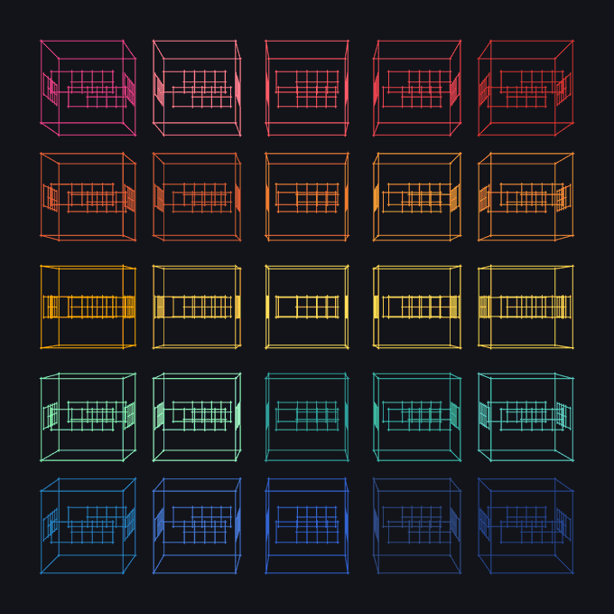 The image features a grid of colorful cubes, each containing numbers from 1 to 9. These cubes are arranged in rows and columns, creating an abstract pattern that resembles a maze or a complex network of interconnected paths. The colors used for the cubes vary, adding visual interest and depth to the overall design. The post "frameworks within frames mint ↓" suggests that this image might be related to a discussion about different types of networks or systems, possibly in the context of computer science or technology.