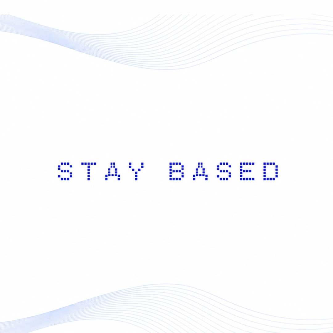 The image features a white background with blue lines that say "stay based" written in a blocky font. The text is positioned at the bottom right corner, drawing attention to its message. In the top left corner of the image, there's a small logo for Beryl, which might be related to the content of the post or simply an unrelated element.