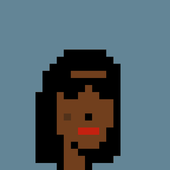 A pixel art portrait of a dark-skinned character with dark hair, set against a bright blue background, representing CryptoPunk #4554 from the NFT collection, which was purchased for 31.99 ETH ($87,647 USD).