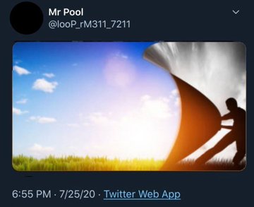 The image shows a tweet from Mr Pool (@looP_rM311_7211) with a silhouette of a person pushing against a giant wave under a bright blue sky. The accompanying post is captioned "New Times 5th day of week 27 (7/25) $XRP," suggesting a metaphor of the powerful wave symbolizing the force or momentum behind XRP cryptocurrency on that date.