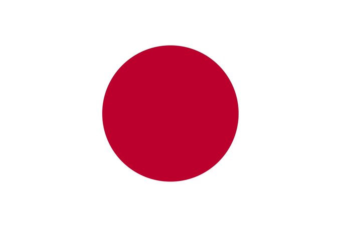 Flag of Japan featuring a red circle centered on a white background.