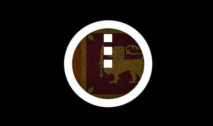 The image shows a circular profile picture featuring the Sri Lankan flag—displaying its iconic maroon background, gold lion holding a sword, and four gold bo leaves—with a TikTok-style loading icon overlaying it. It serves as a visual for the launch announcement of Midnight Network's official Sri Lanka community, marking a Nightforce Leader's effort to build a local Web3 community.
