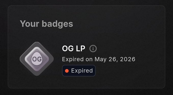 OGLP is an Expired badge for Expired OGS. An Expired badge means that the badge has expired or will expire soon, typically after a certain number of confirmations or transactions. In this case, the OG LP badge was posted by @humafinance and expires on May 26, 2026. The post suggests that the user may have missed confirming the login using their PST in Kamino instead of liquids in their wallet. To continue enjoying the OGS, the user should update their wallet with their latest PST or confirm the transaction details accurately to avoid the badge from expiring soon.