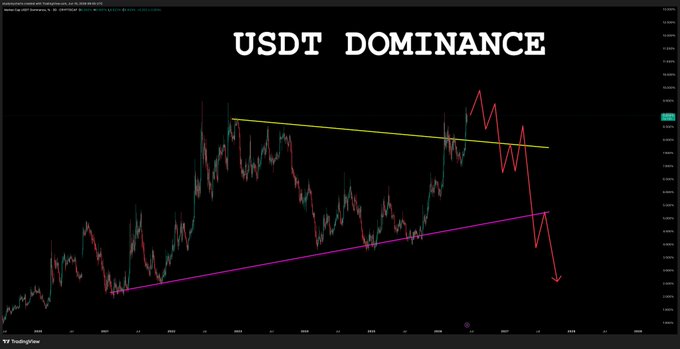 "USDT Dominance" written below a chart, indicating that USDT was dominant during a particular period of time or market condition being displayed.