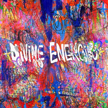 Colorful abstract graffiti artwork in vibrant pink, blue, red, and green features the text 'DIVINE ENEMY GIRL' painted across the center.