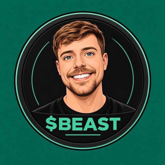 A stylized cartoon avatar of MrBeast-style man with "$BEAST" displayed prominently below on a teal circular badge, serving as the mascot/brand image for the $BEAST token airdrop promotion.

The image appears designed to attract participants by featuring an exaggerated caricature resembling MrBeast, likely leveraging his fame to create buzz around the $BEAST airdrop airdrop promotion.