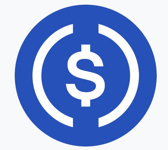 The blue circular USDC (USD Coin) cryptocurrency logo featuring a white dollar sign.