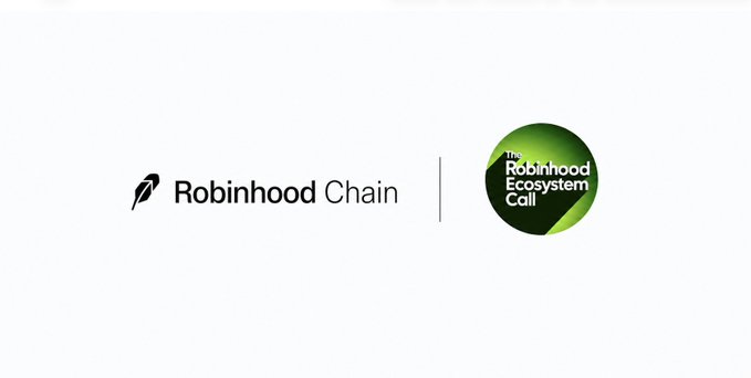 The image shows the "Robinhood Chain" logo next to "The Robinhood Ecosystem Call" badge, visually representing the ecosystem's decision to migrate from Solana to the Robinhood Chain as mentioned in the post.