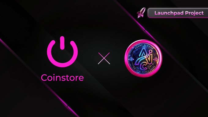 The image showcases a "Launchpad Project" announcement featuring a partnership between Coinstore and Agent AI Cash ($AAIC), highlighting the collaboration's logo—an "AiC" emblem encircled by the text "AGENT AI CASH" and "THE NEW WORLD OF MONEY." This visual ties directly to the post, emphasizing $AAIC's role as a Web3 ecosystem bridging AI-driven financial tools with practical crypto payments.