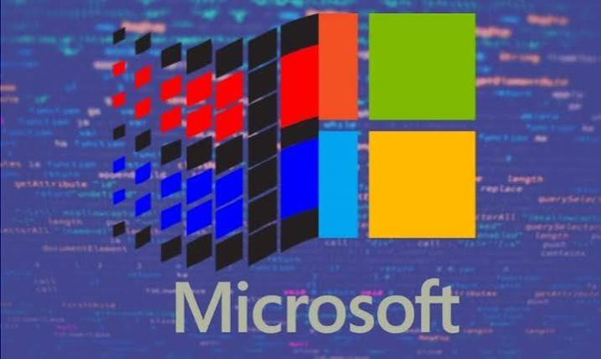 Microsoft logo displayed against a background of blurred code, accompanying a warning about Microsoft Threat Intelligence detecting hackers using BNB Smart Chain smart contracts to distribute malware via the EtherHiding technique.