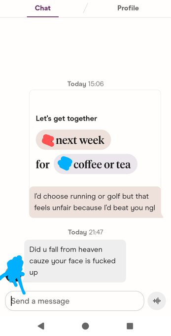 The image shows a screenshot of a cellphone conversation, where the time shown indicates that it's Monday afternoon at 15 minutes past 3 o'clock. The focus appears to be on a message sent from someone named "Megan", while the background is in grey tone. The image also contains an additional message about Bitcoin and how people are getting screwed by this cryptocurrency crash.