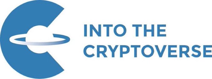 A logo for "Into the Cryptoverse" featuring a stylized blue letter "C" with a ringed planet design, promoting the crypto-focused platform's weekly Ask Me Anything livestream for ITC Premium Pro members.