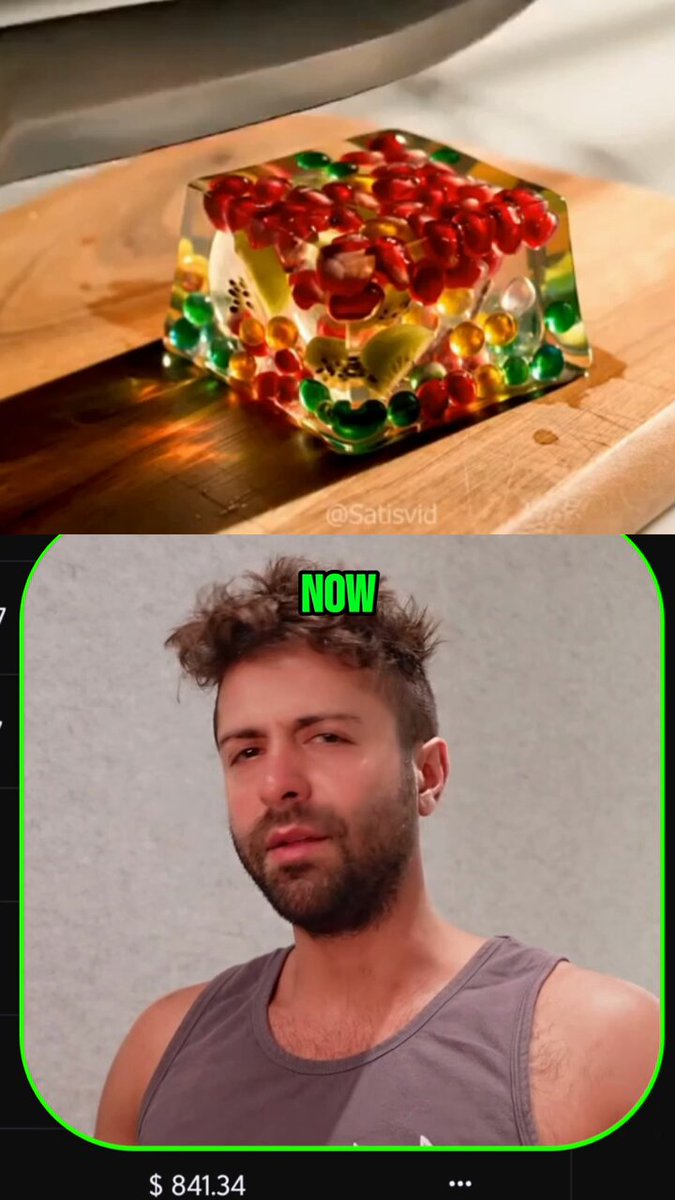 The image shows a man with a beard wearing a gray tank top, sitting next to a wooden table holding a small cube-shaped object made of glass beads or marbles. The image also contains text that reads "Now" and "Crypto secrets: liquidity strategies on PulseChain".