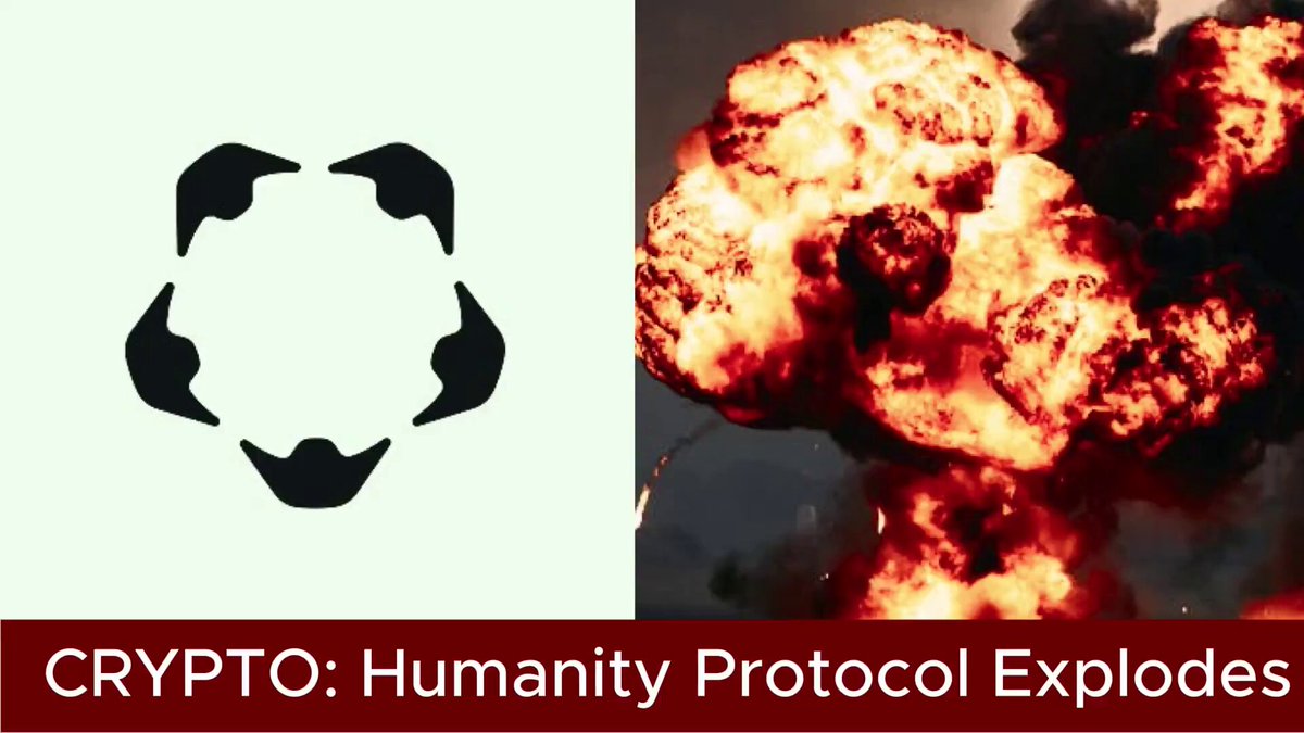 The image shows an explosion of flames behind a logo for "CryPTo: Humanity Protocol Explodes" with the text above the image explaining that the protocol has experienced a surge in value over the past week, including a 70% increase within the last 24 hours. The image is described as an eye-catching graphic with bold elements and contrasts, making it stand out and draw attention to the topic of the cryptocurrency fundraiser or initiative.