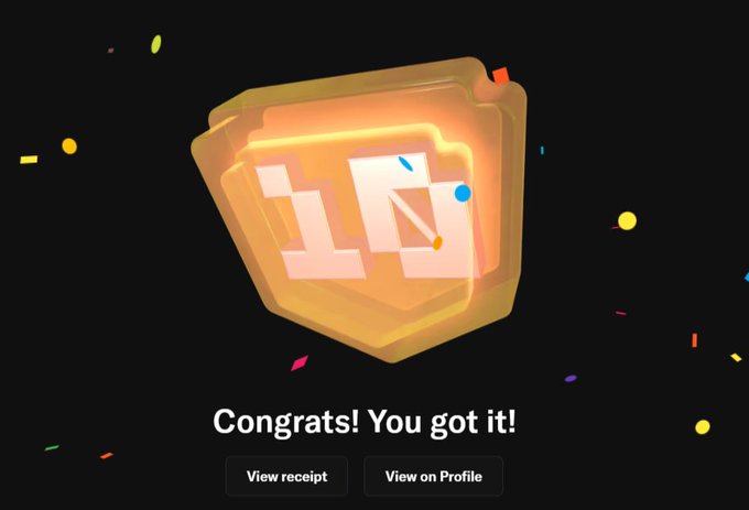 The image features an award or badge, possibly a medal or plaque, with the number 10 prominently displayed on it. The text in the image reads "Congratulations! You got it!". This indicates that the viewer has achieved something noteworthy, and they have been recognized for their accomplishment. The image also includes a link to view the profile of the person who received this award, which could be helpful for understanding more about the individual's achievements or contributions.