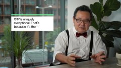 A man in a white shirt and bow tie speaks at a desk, with a "JUMP" magazine article displayed beside him titled "XRP is uniquely exceptional: That's because I'll th..." — visually supporting the caption claiming David Jevans of Rakuten confirmed Japanese banks are adopting XRP.